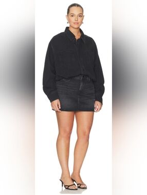 Good American Black Denim Mini Skirt Dress Size Medium,Nwt